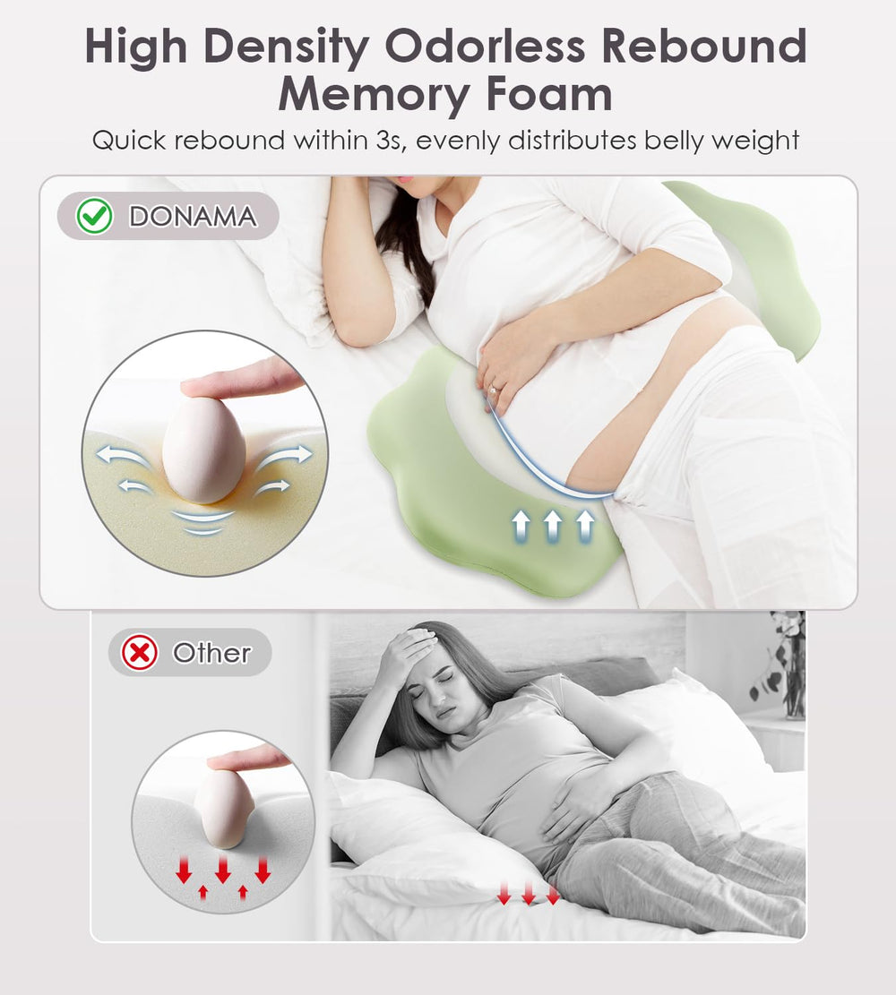 DONAMA pregnancy pillow secure snap design prevents midnight collapses and keeps form.