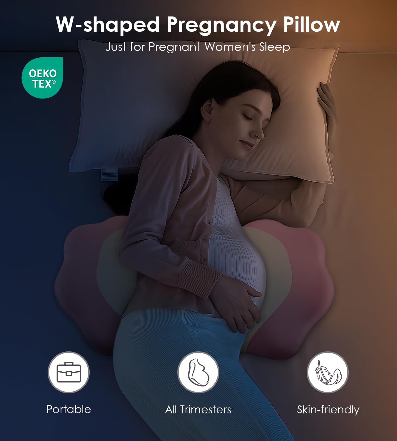 DONAMA pregnancy pillow secure snap design prevents collapse for uninterrupted sleep.