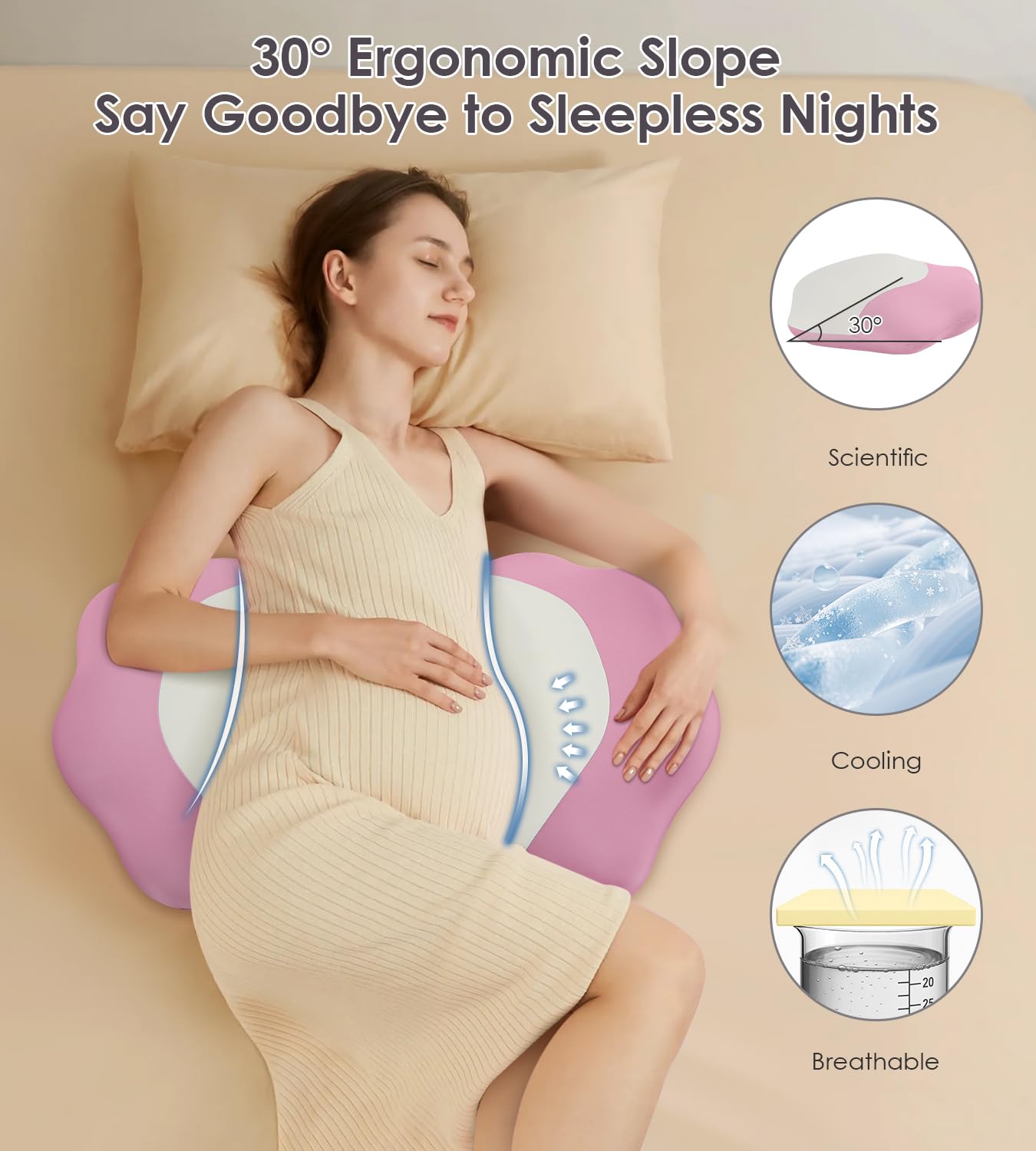 DONAMA travel friendly pregnancy pillow compact size fits beds couches or cars.