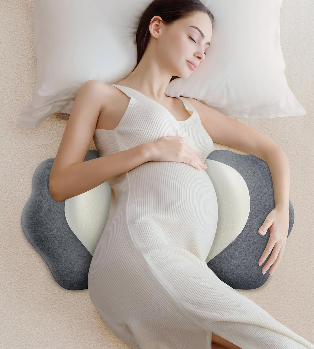DONAMA pregnancy pillow in W-shape ergonomic design supports belly and back for comfort.