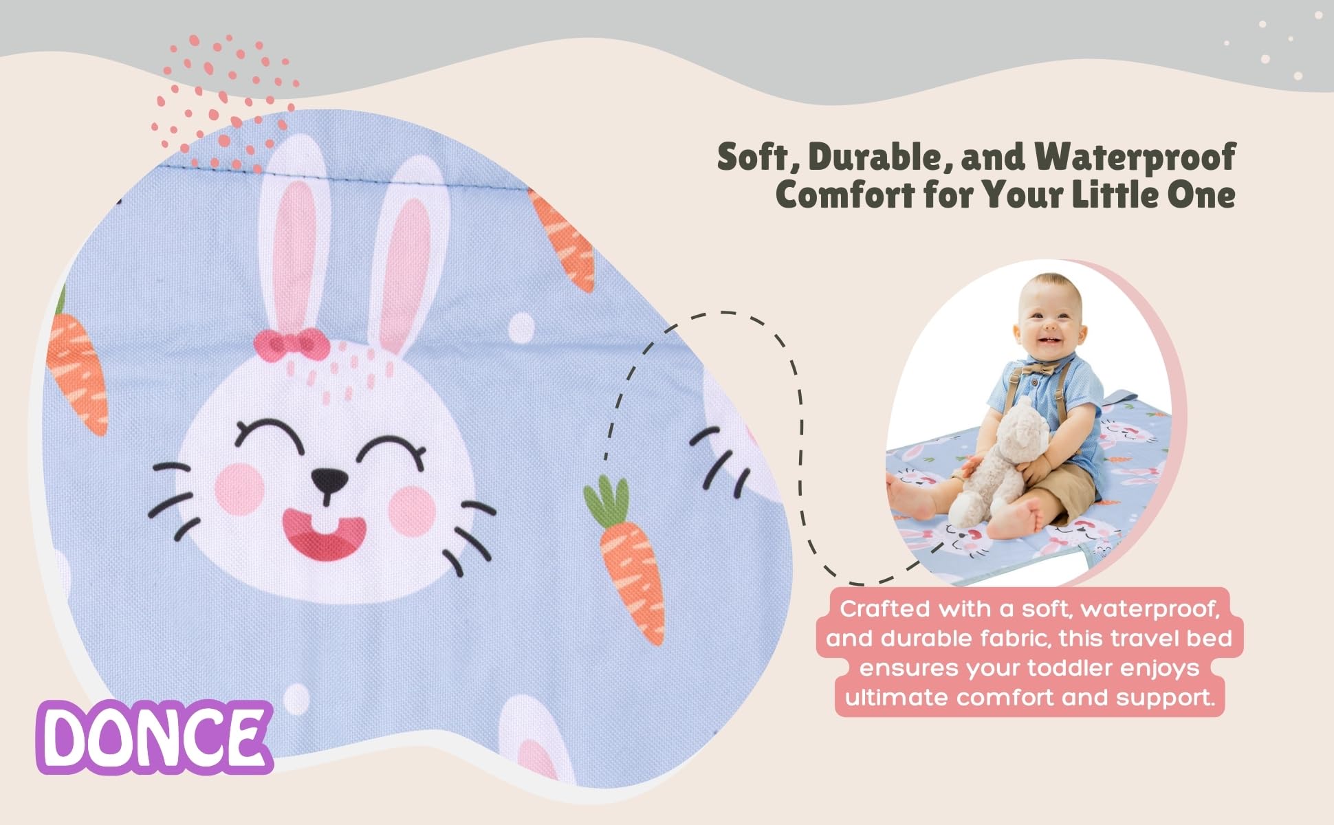 DONCE toddler airplane bed with bottle holder keeps drinks secure during travel.