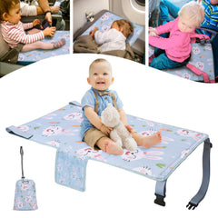 DONCE toddler airplane bed extended for extra legroom on flights.