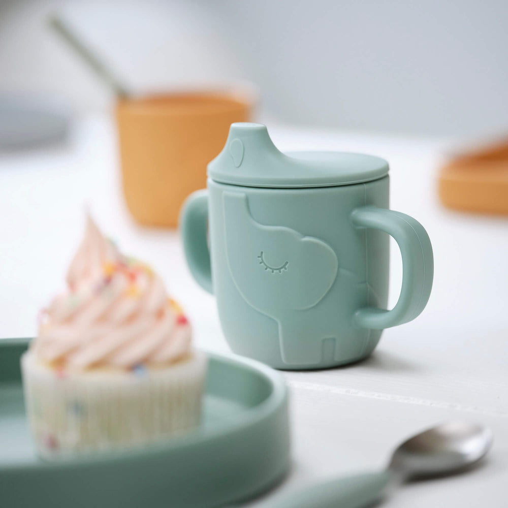 Done by Deer Elphee blue cup shows dishwasher-safe silicone material