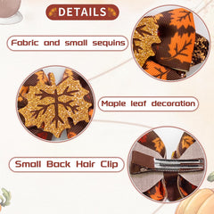 Doneace fall maple leaf glitter bow brown enhances autumn outfits