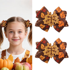 Doneace fall maple leaf glitter bow orange for festive toddler styling