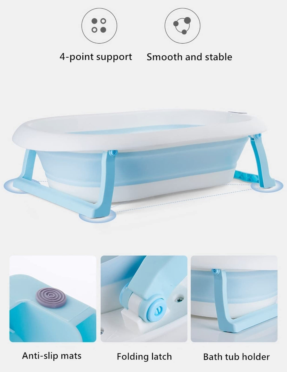 DONJCRUI bath dimensions 31.49x19.68x7.87 inches for growing infants.
