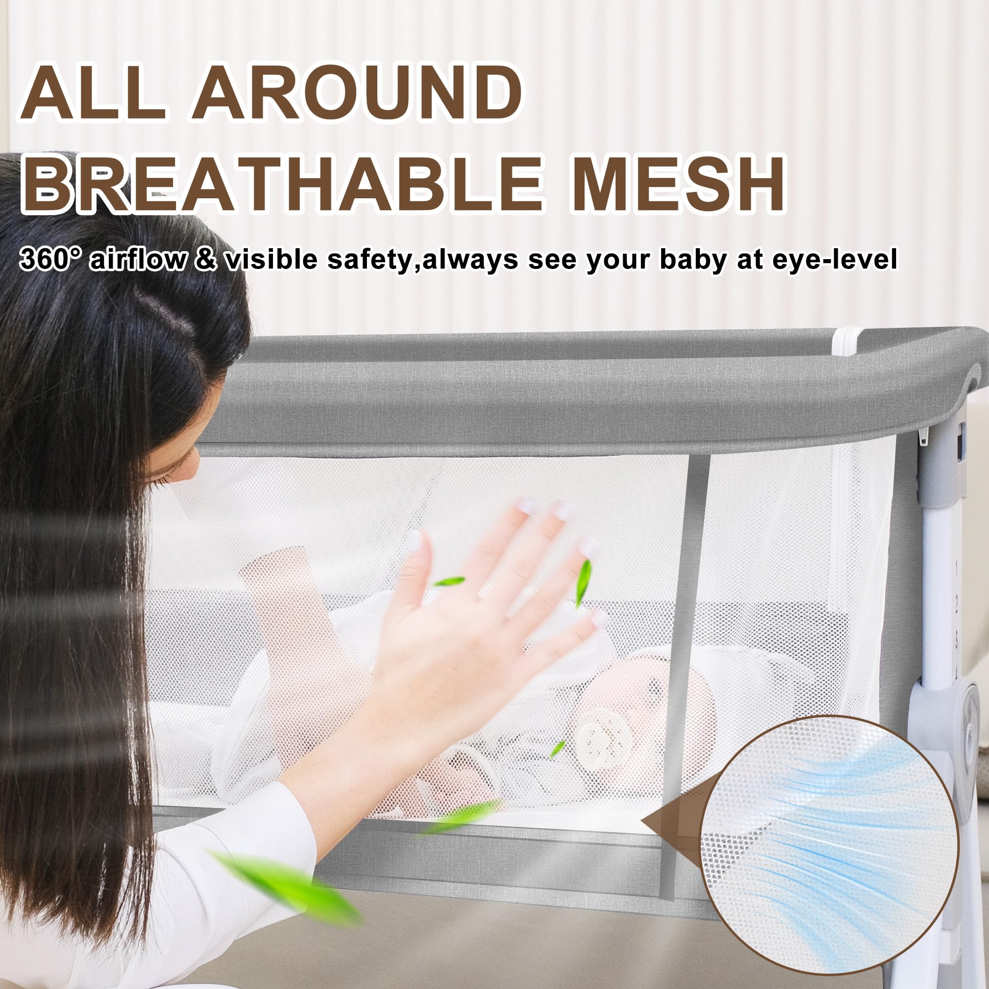 Donpemu all-mesh breathable design: airy sides allow visibility and air circulation for baby comfort.