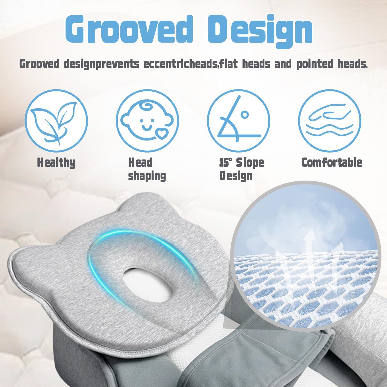 Donpemu reflux pillow supports baby cuddles with a gentle incline for comfort.