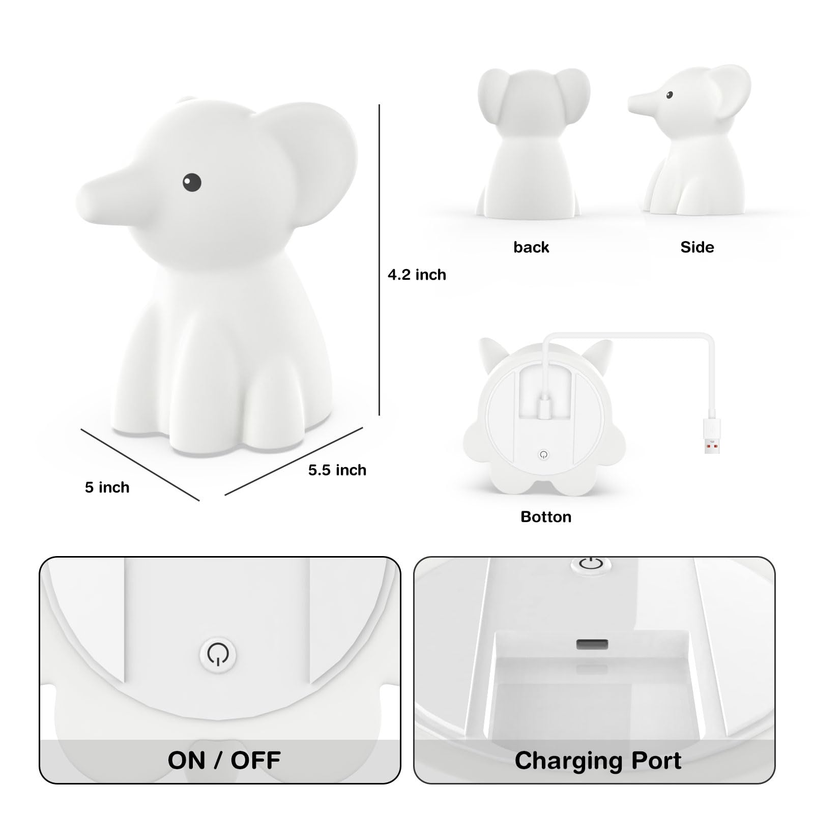 Donsis elephant night light portable and kid-friendly for on-the-go use