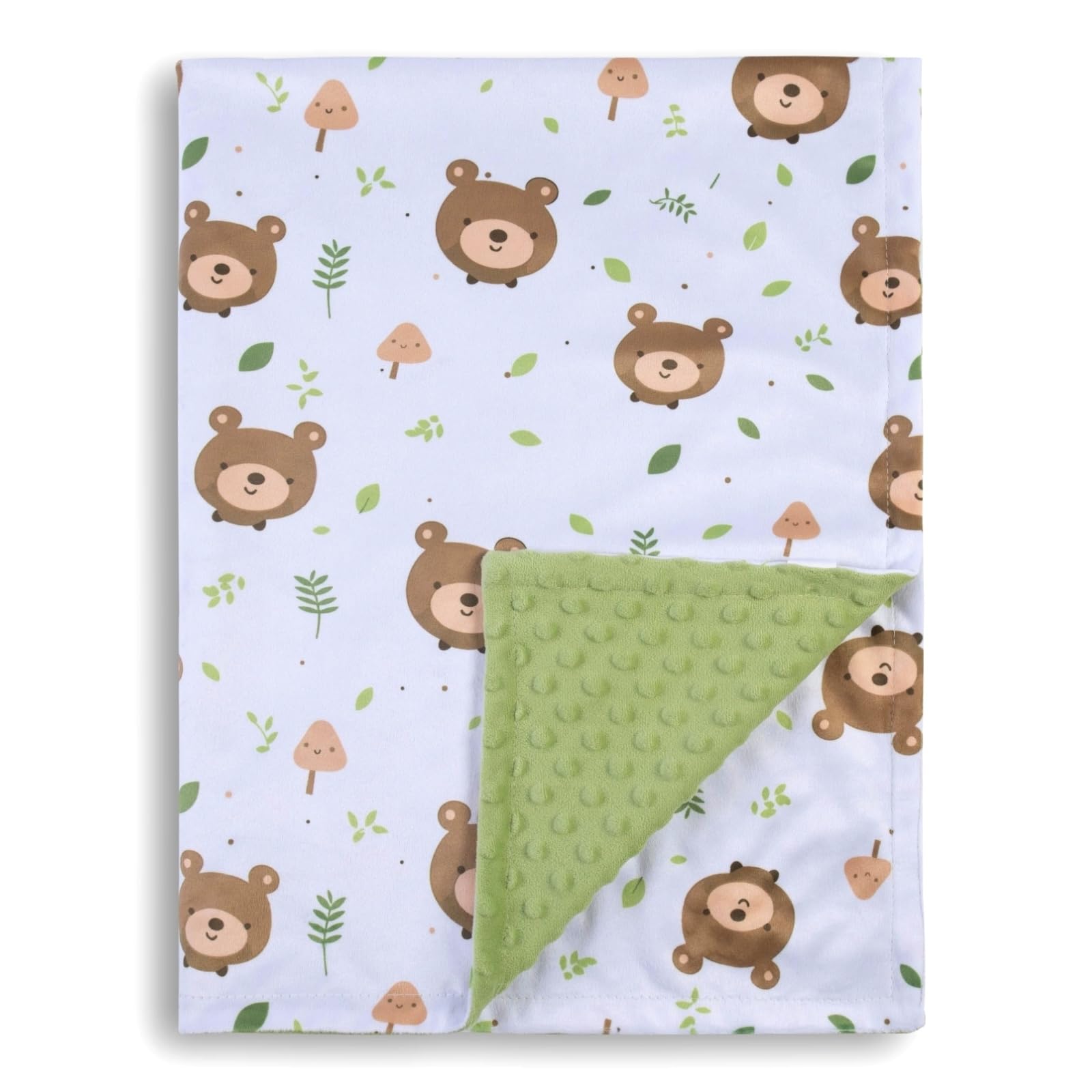 Donsonny baby blanket Little Bear front view shows soft minky fabric for cozy naps.
