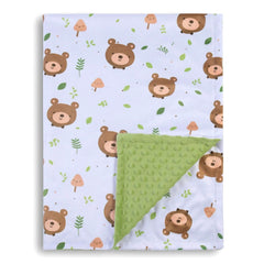 Donsonny baby blanket Little Bear front view shows soft minky fabric for cozy naps.