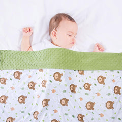 Donsonny baby blanket minky fabric close-up reveals ultra-soft touch and quality stitching.