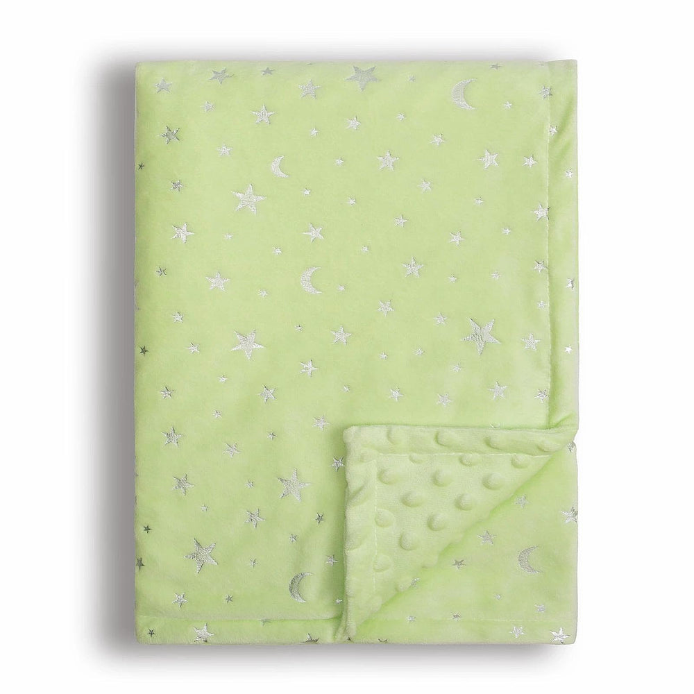 Donsonny baby blanket star-moon print on green front for peaceful sleep