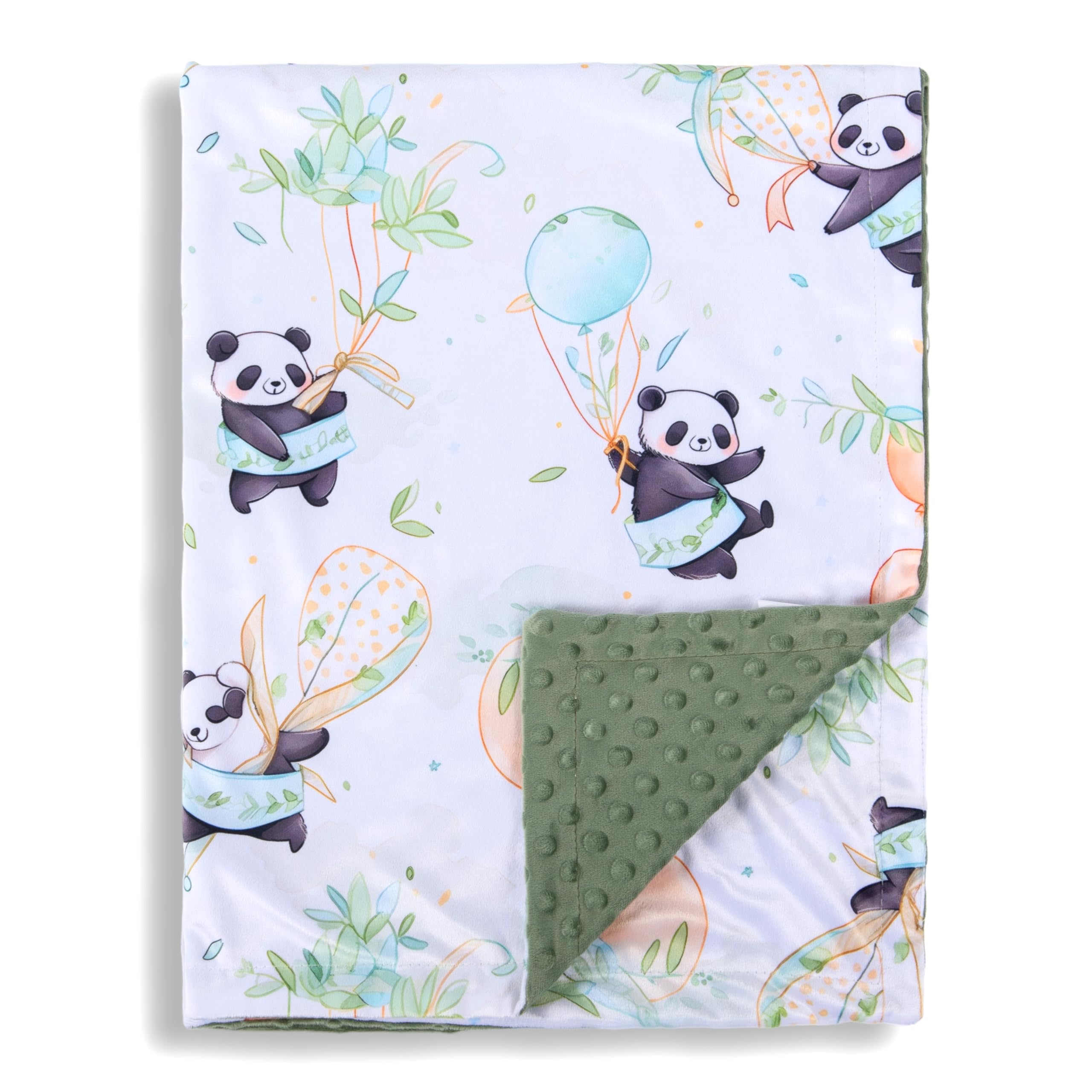 Donsonny Panda blanket front view showing soft minky fabric for cozy naps