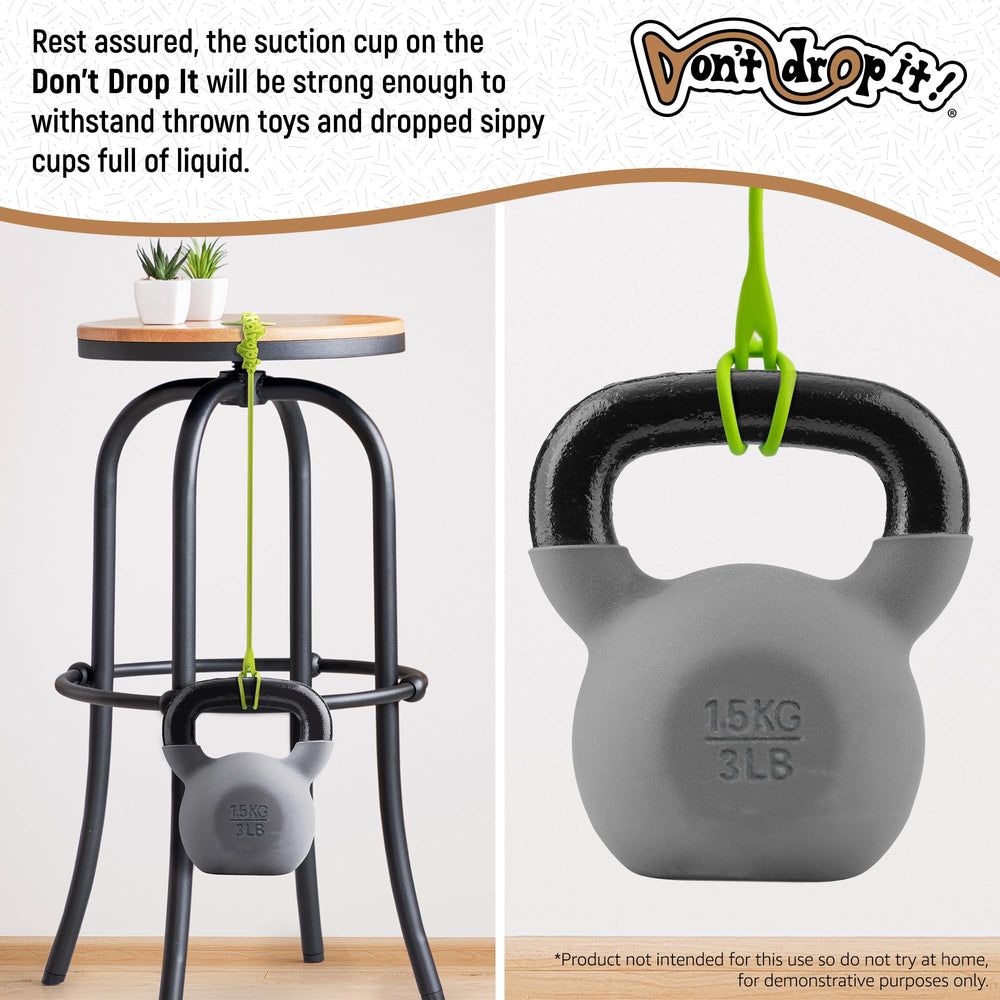 Don't Drop It silicone suction cup tether dishwasher-safe and easy to clean