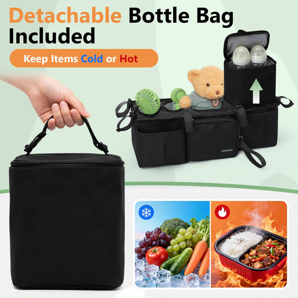 DOODLEBEAN six-storage-sections keep snacks, toys, and phones neatly organized.
