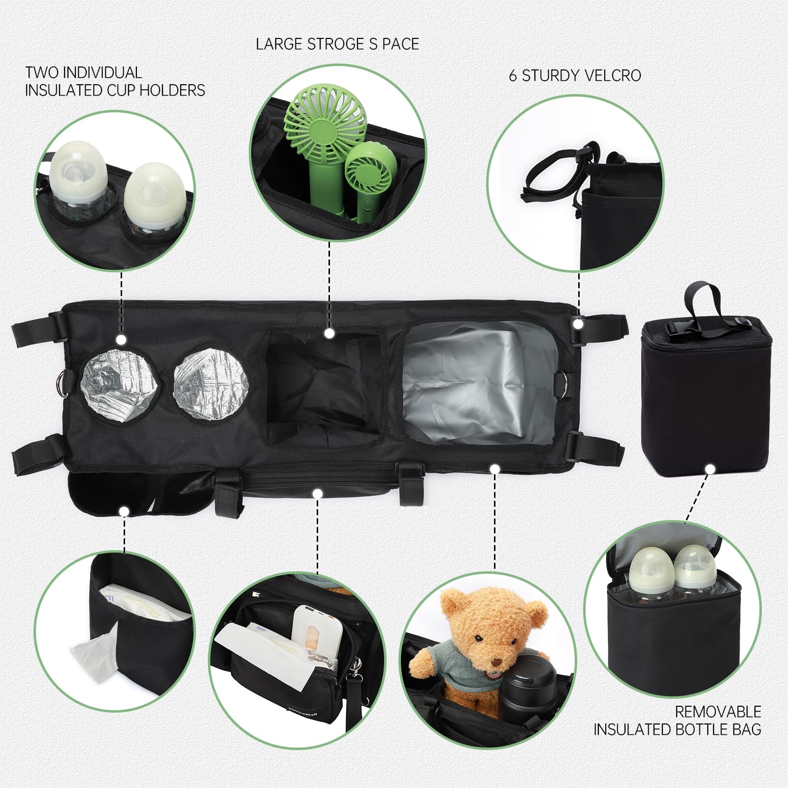 DOODLEBEAN insulated cooler bag detaches to keep bottles warm or cool.