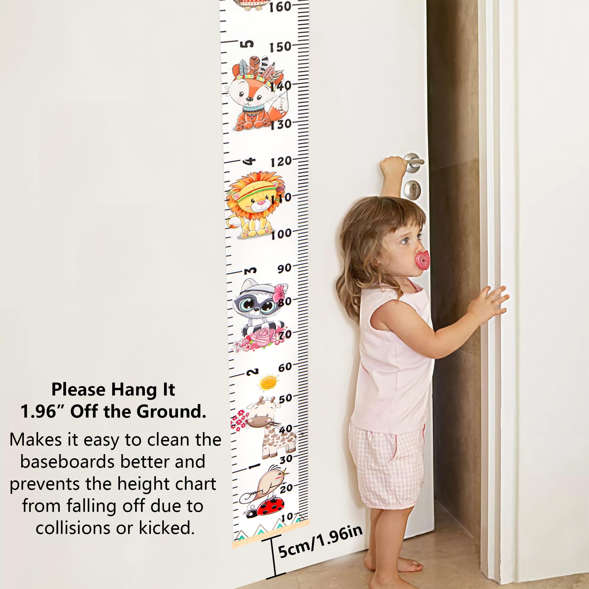 DOOLMIN growth chart hanging rope setup shows hooks for easy removable wall decor