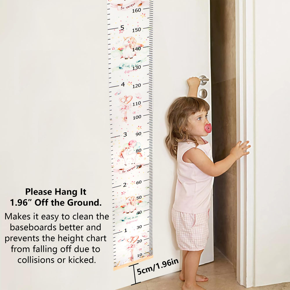 DOOLMIN growth chart waterproof canvas closeup highlights wipe-clean durability.