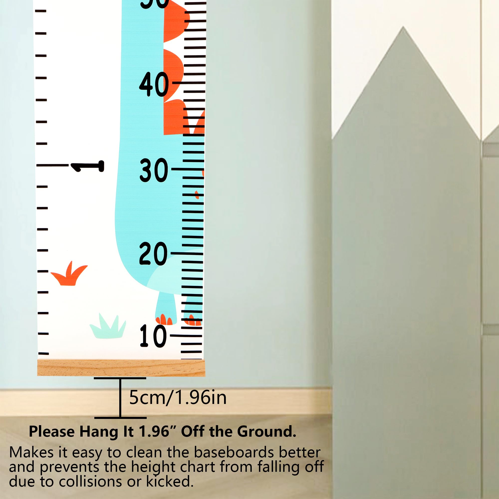 DOOLMIN height chart wood-frame image shows sturdy, safe wall decor