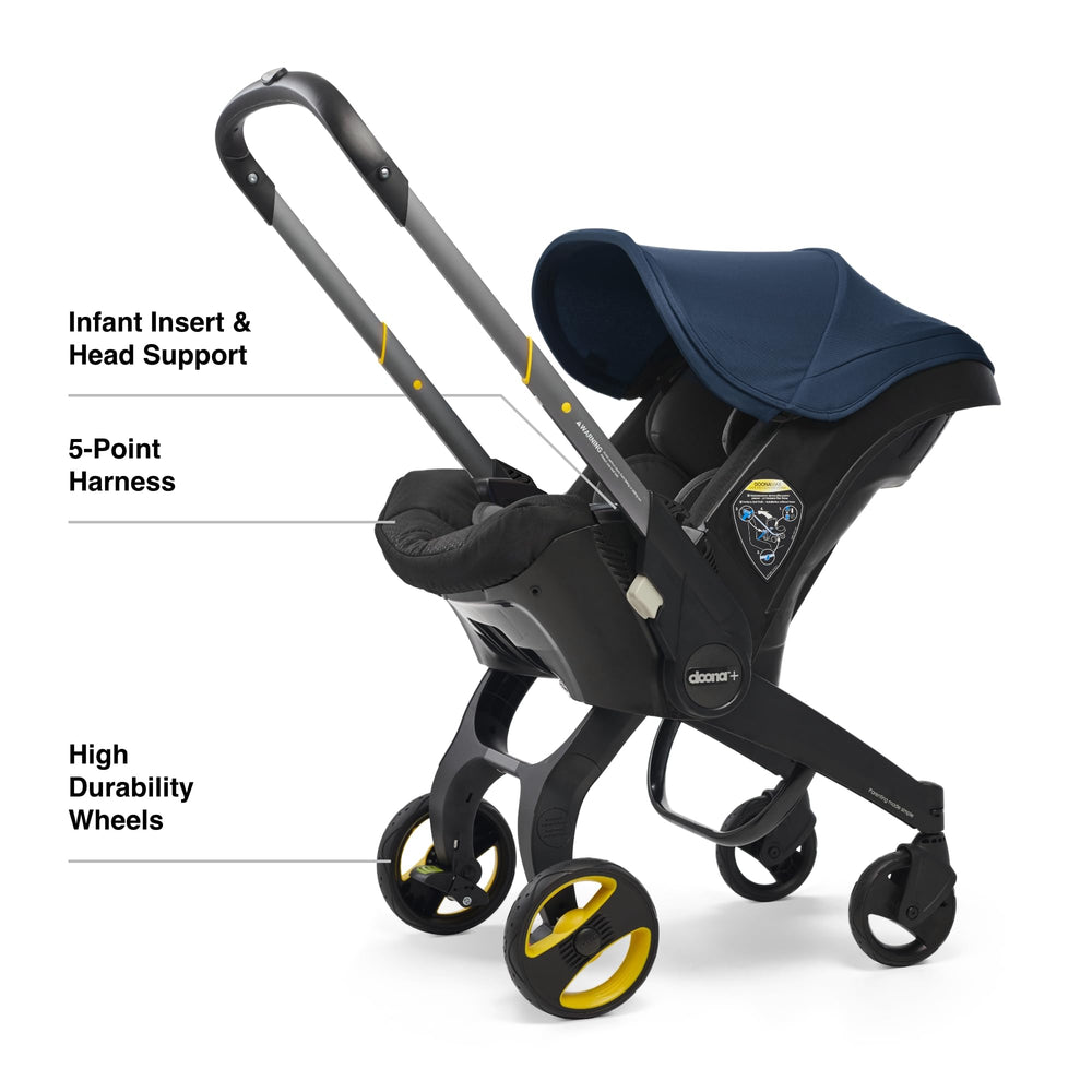 DOONA 5-point harness safety emphasizes secure fit during adventures.