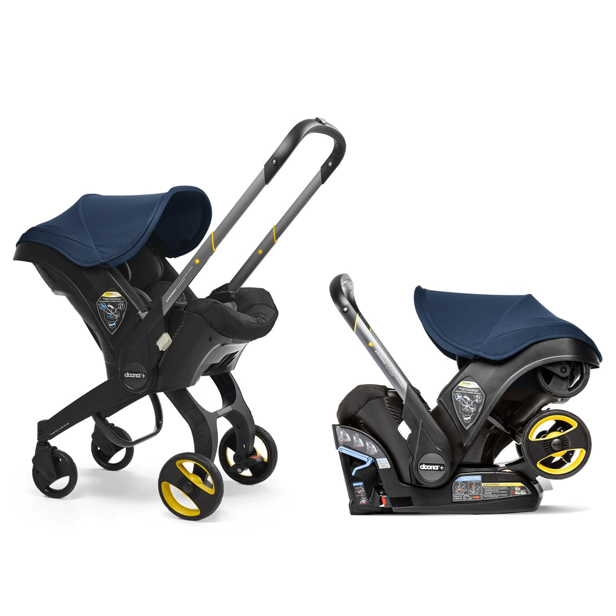 DOONA car seat to stroller transition showcases seamless travel-ready design.