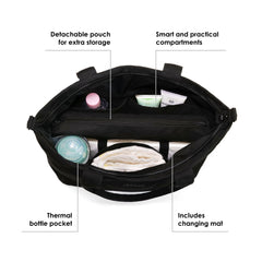DOONA Essentials Tote Bag Nitro Black detachable pouch insert for organized basics