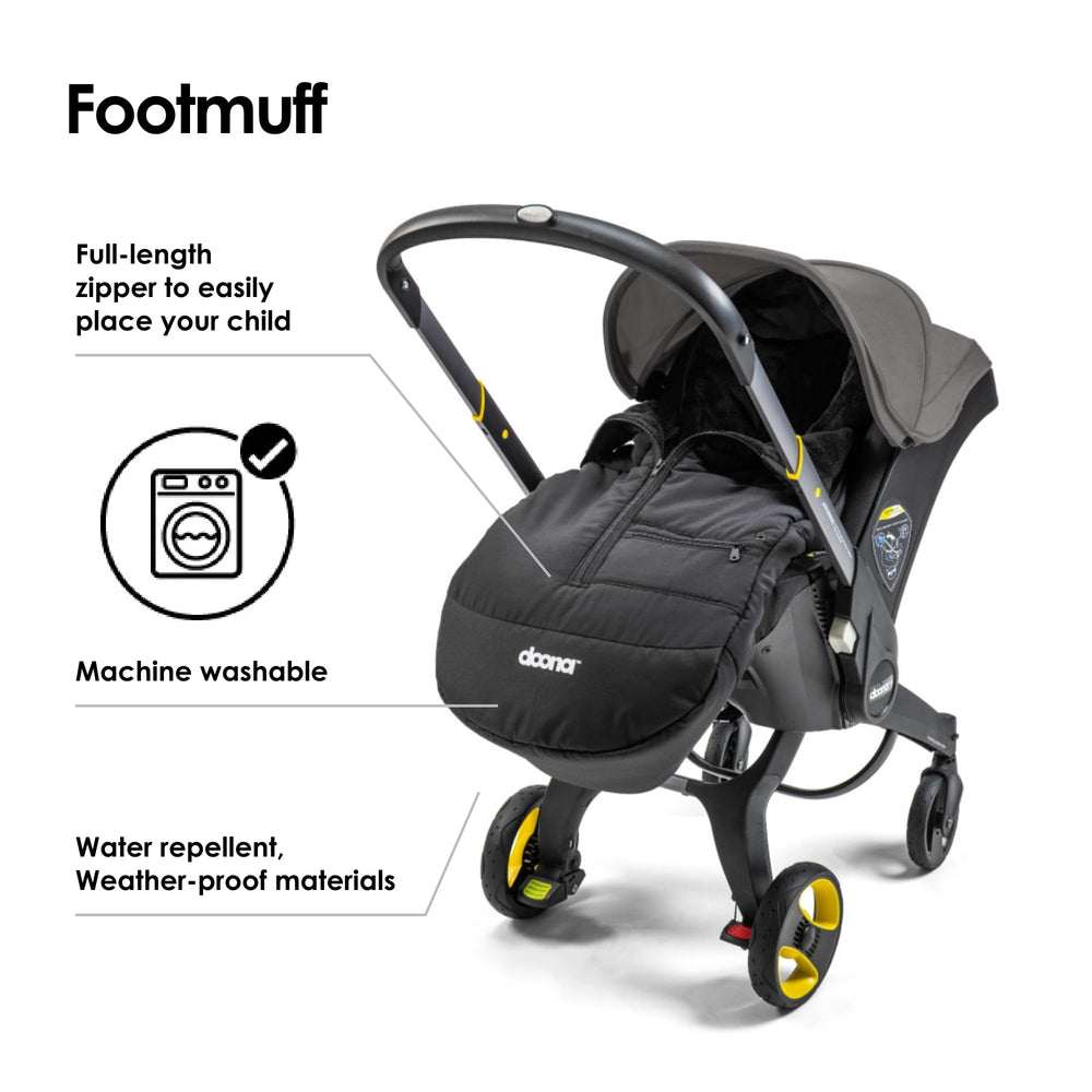 Doona Footmuff removable lined blanket adds warmth during stroller rides