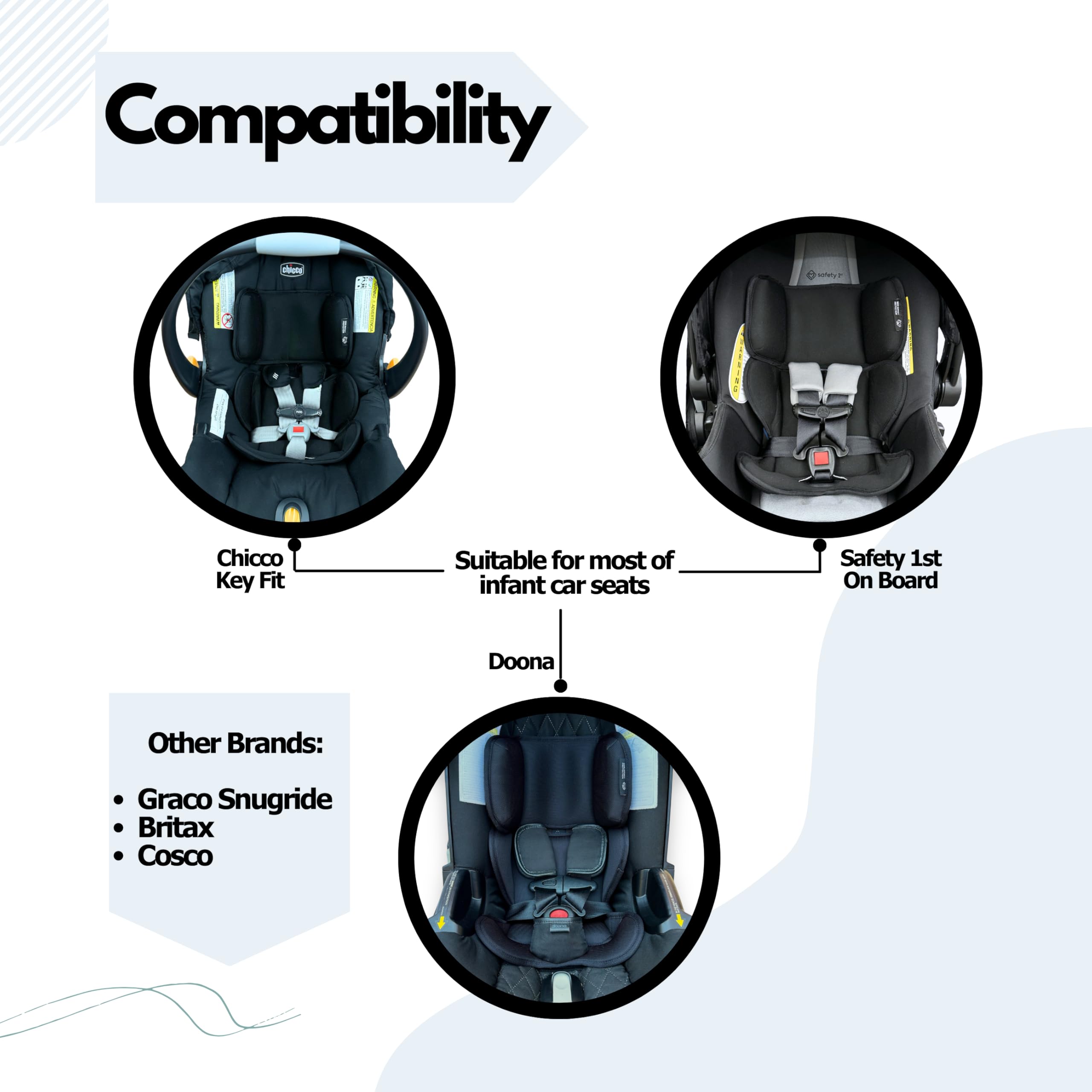 Doona chin-chest positioning feature helps reduce discomfort during car trips