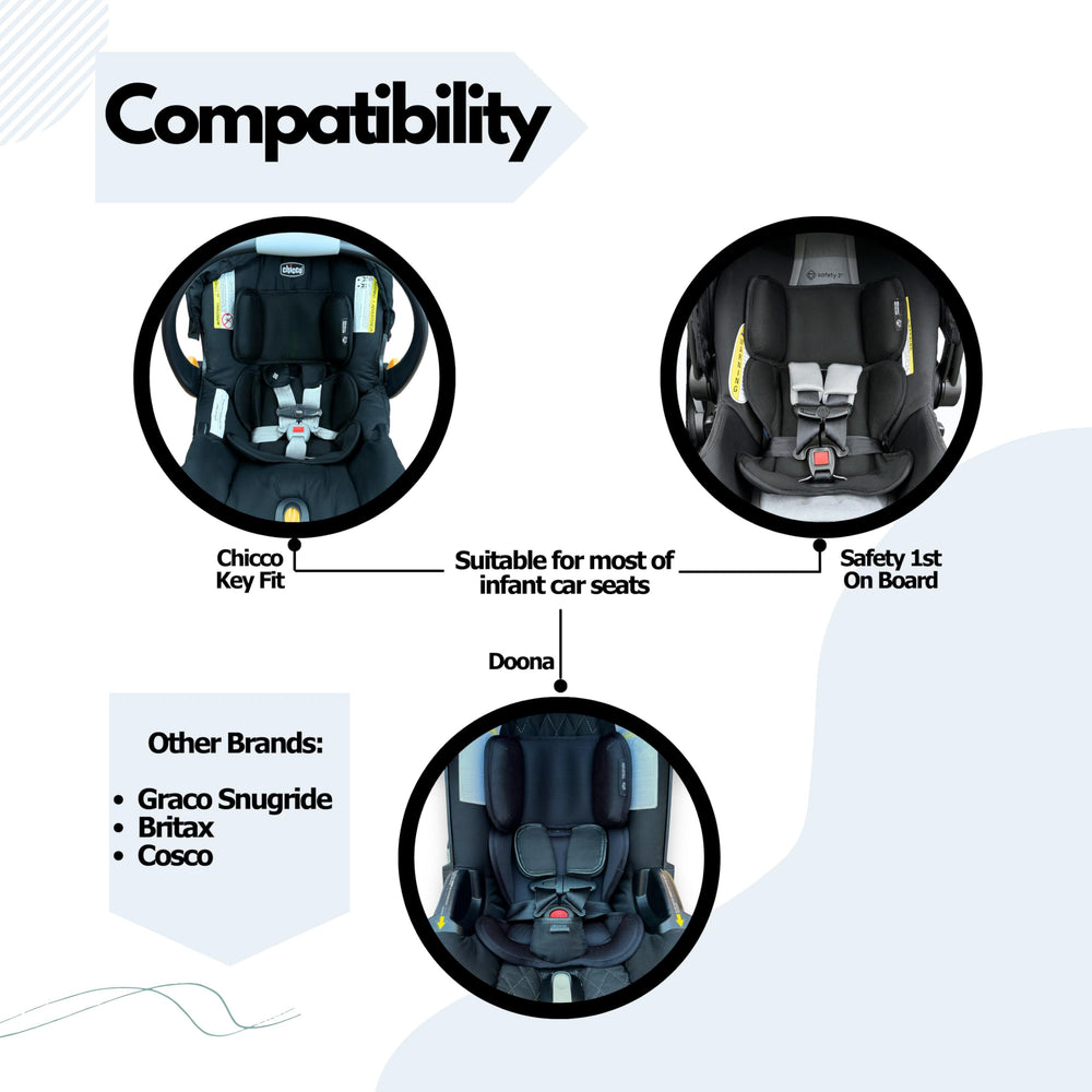Doona chin-chest positioning feature helps reduce discomfort during car trips