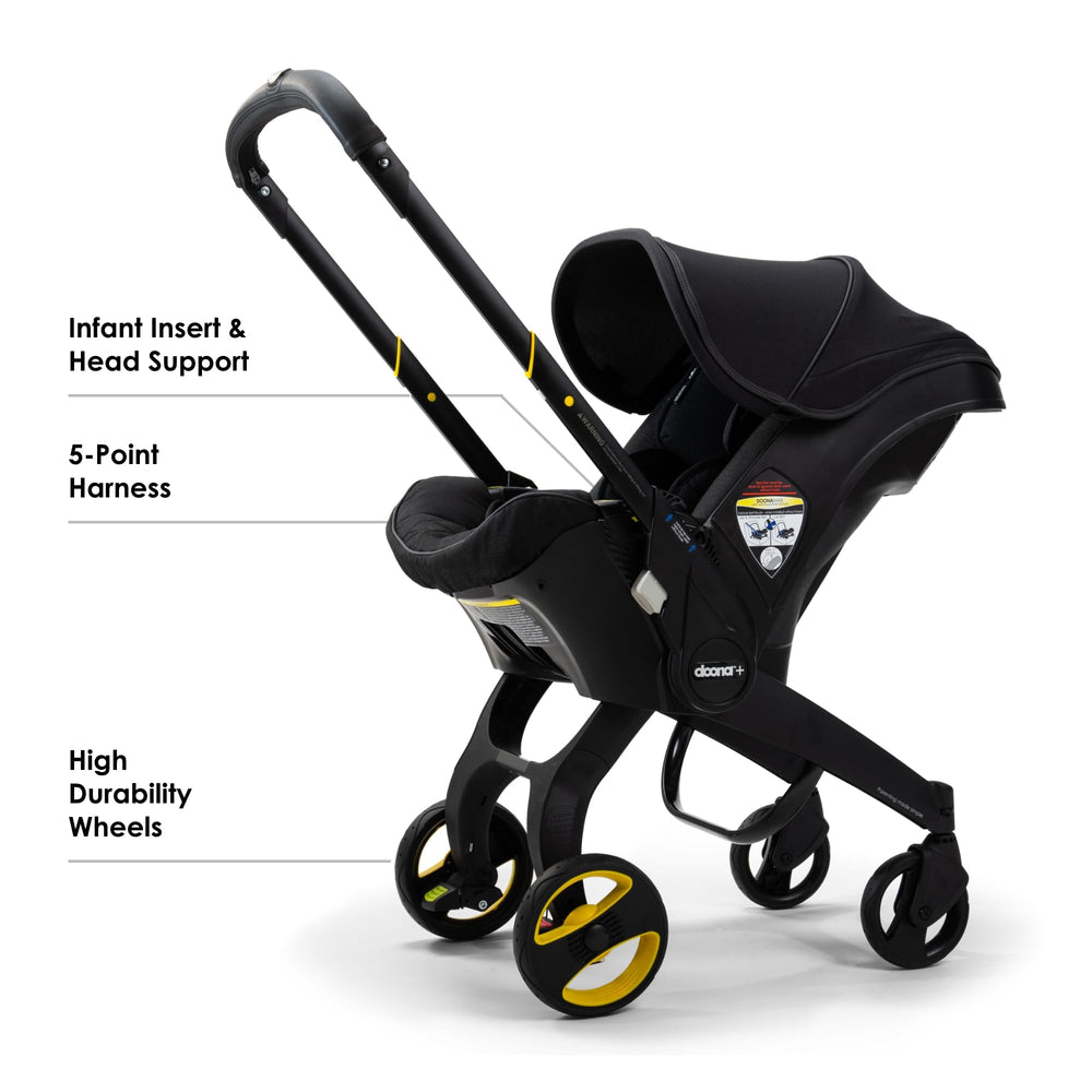 DOONA Midnight Edition infant insert supports near-flat ergonomic alignment