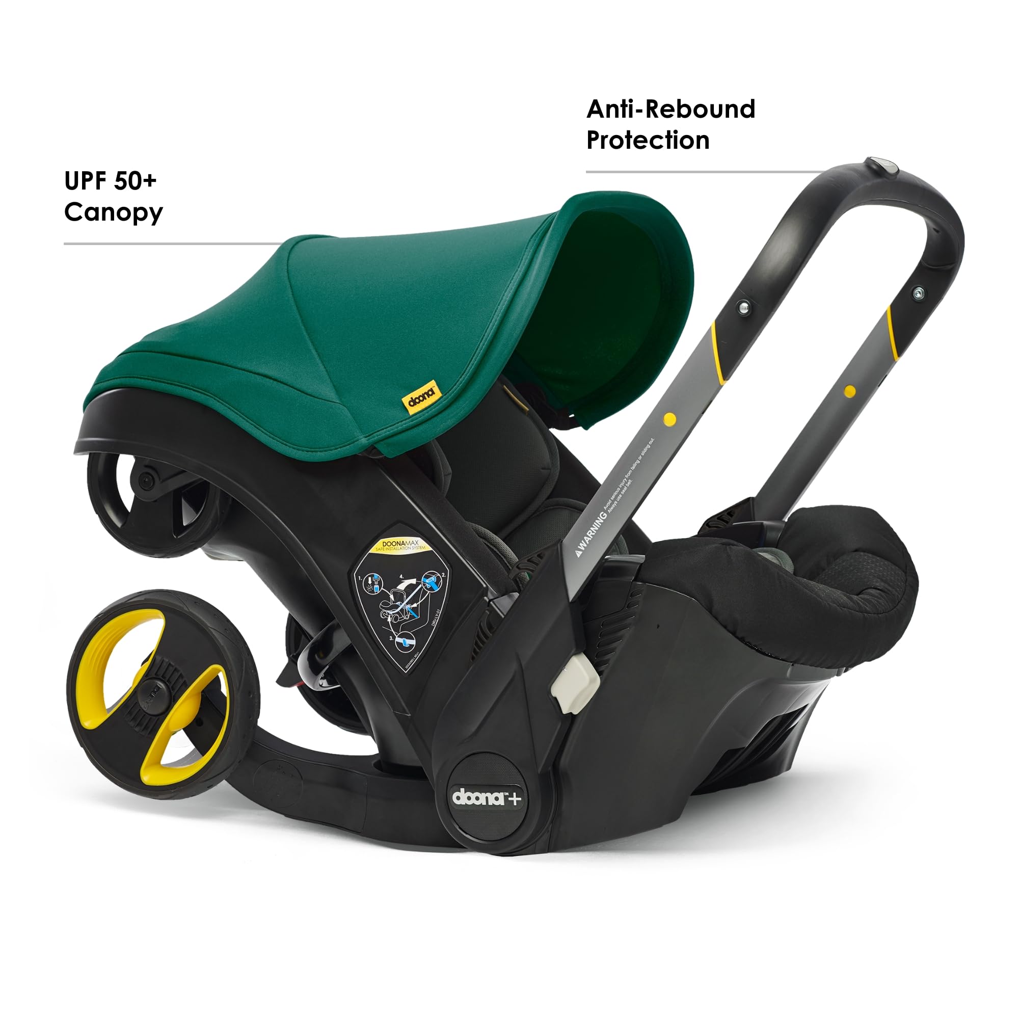 DOONA racing-green infant-insert-support provides ergonomic newborn comfort and proper alignment.