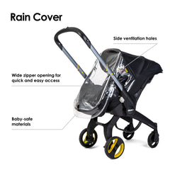 Doona Rain Cover quick-attach snap-on connection for easy setup.