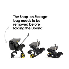 DOONA Snap-On Storage connectors enabling rapid on-the-go setup at back of unit.