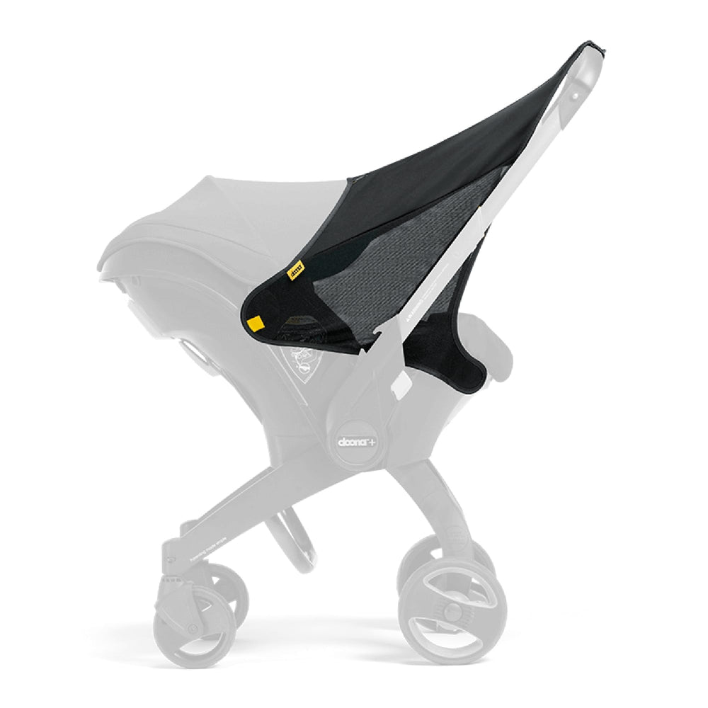 Doona Sunshade Extension front view shows shade ready for sunny stroller outings.
