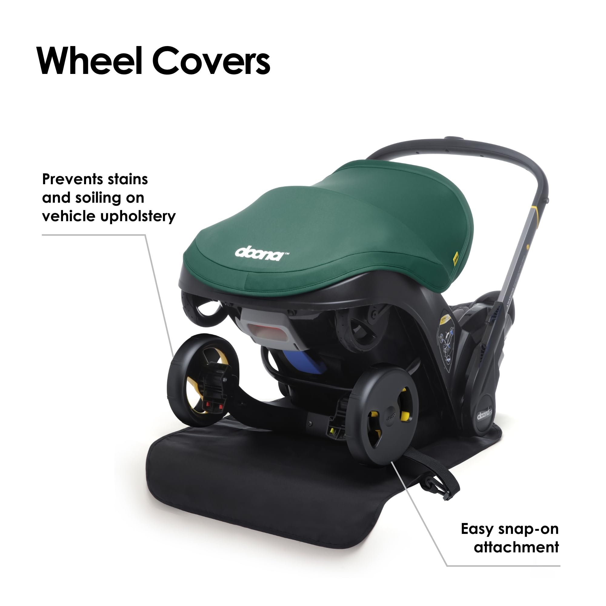 DOONA wheel covers protect your vehicle interior from dirt and stains during daily errands.