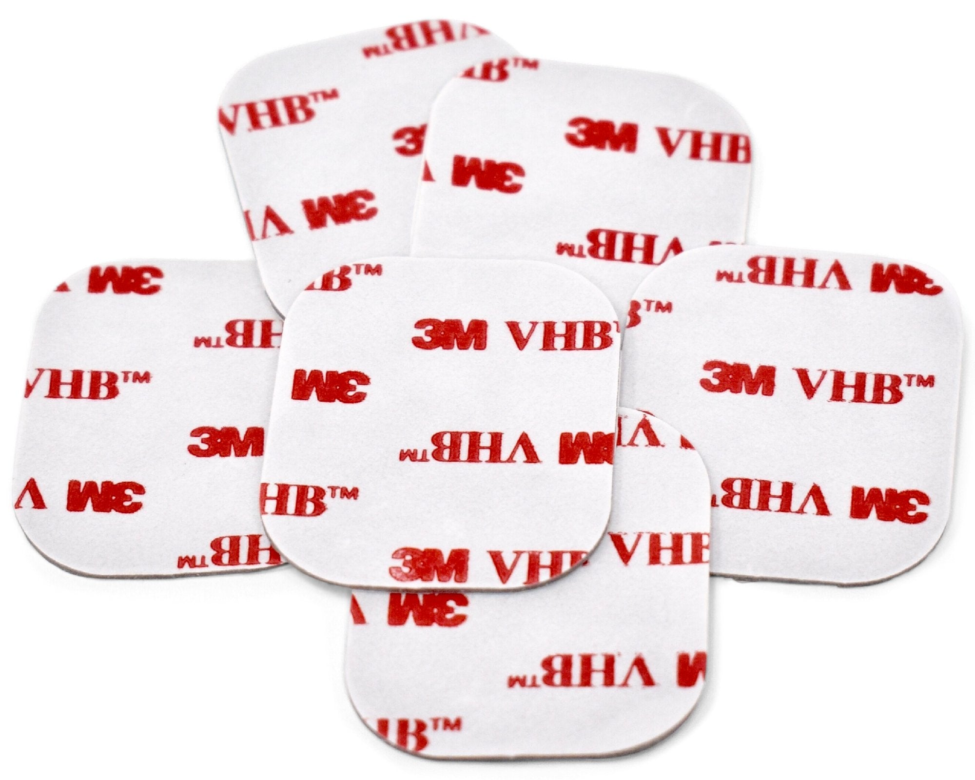 Door Buddy replacement adhesive 6-pack adhesive pieces close-up demonstrating strong 3M VHB bonding.