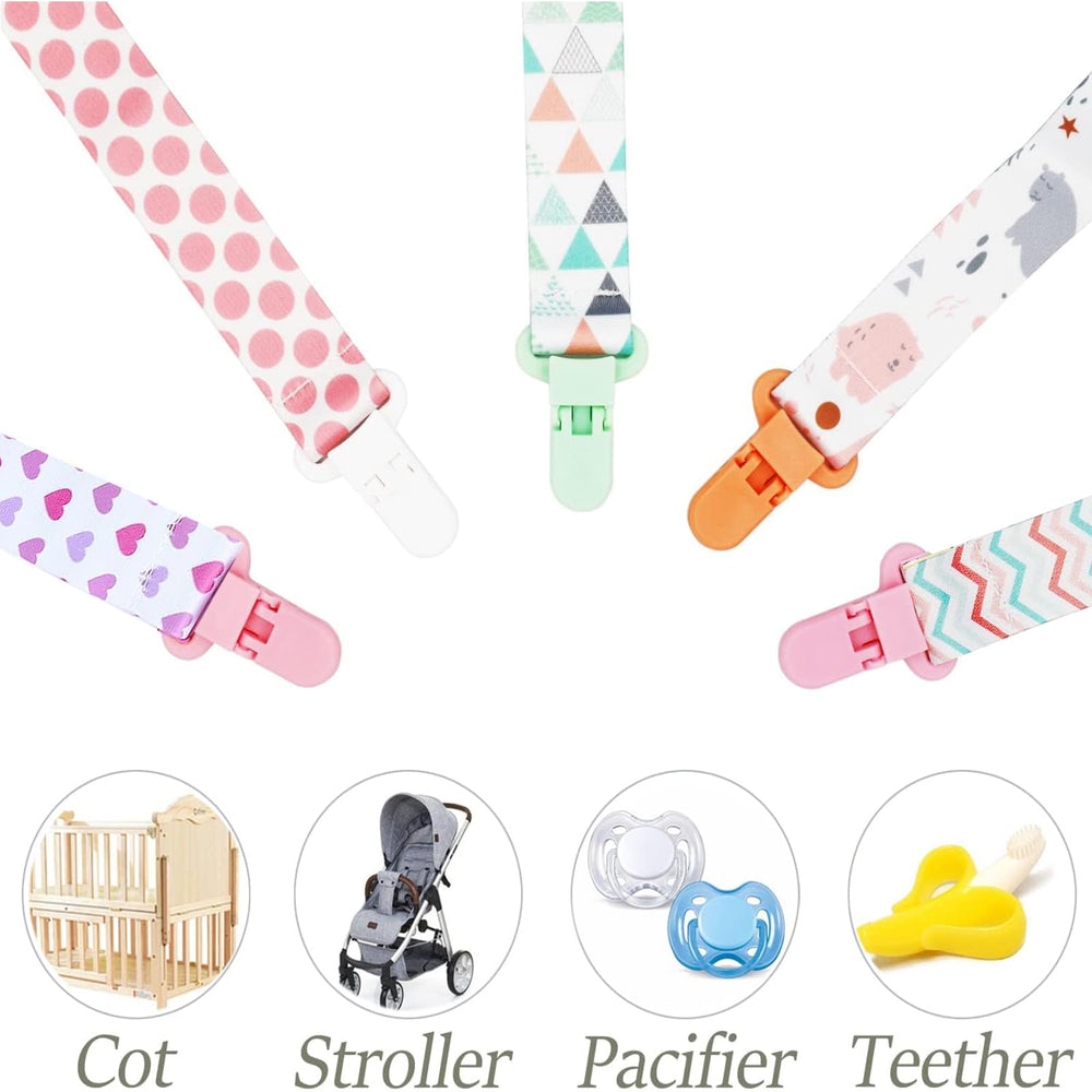 Dooyilets baby dummy clip holy heart design offers gentle hold.