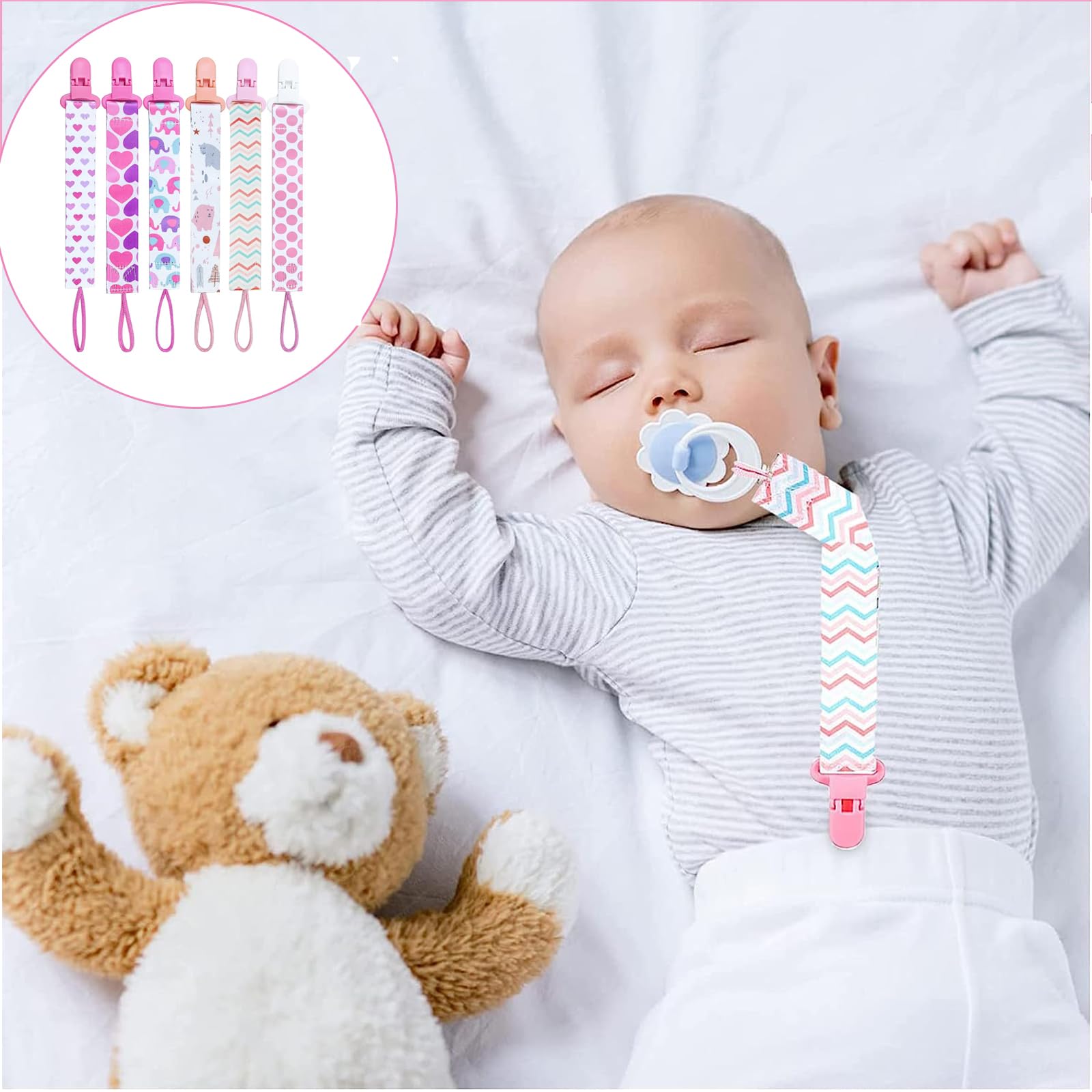 Dooyilets dummy clip striped design coordinates outfits and stays secure.