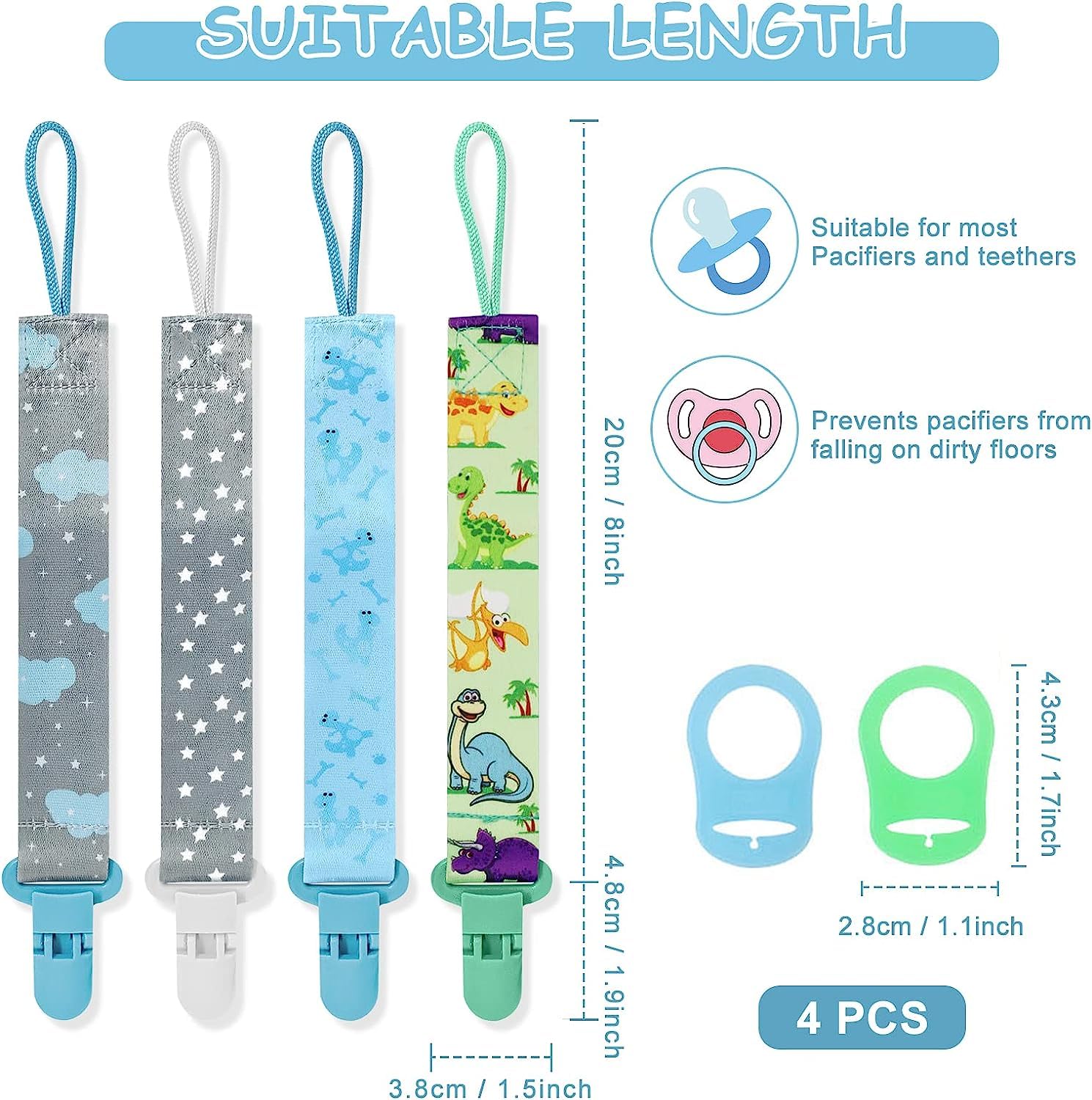 Dooyilets pacifier-clip-with-silicone-adapter attaches easily to clothing.
