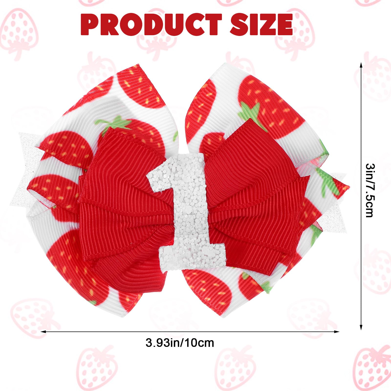 DOPENSPI Strawberry Bow 1st Birthday Design—secure fit for easy wear during celebrations.