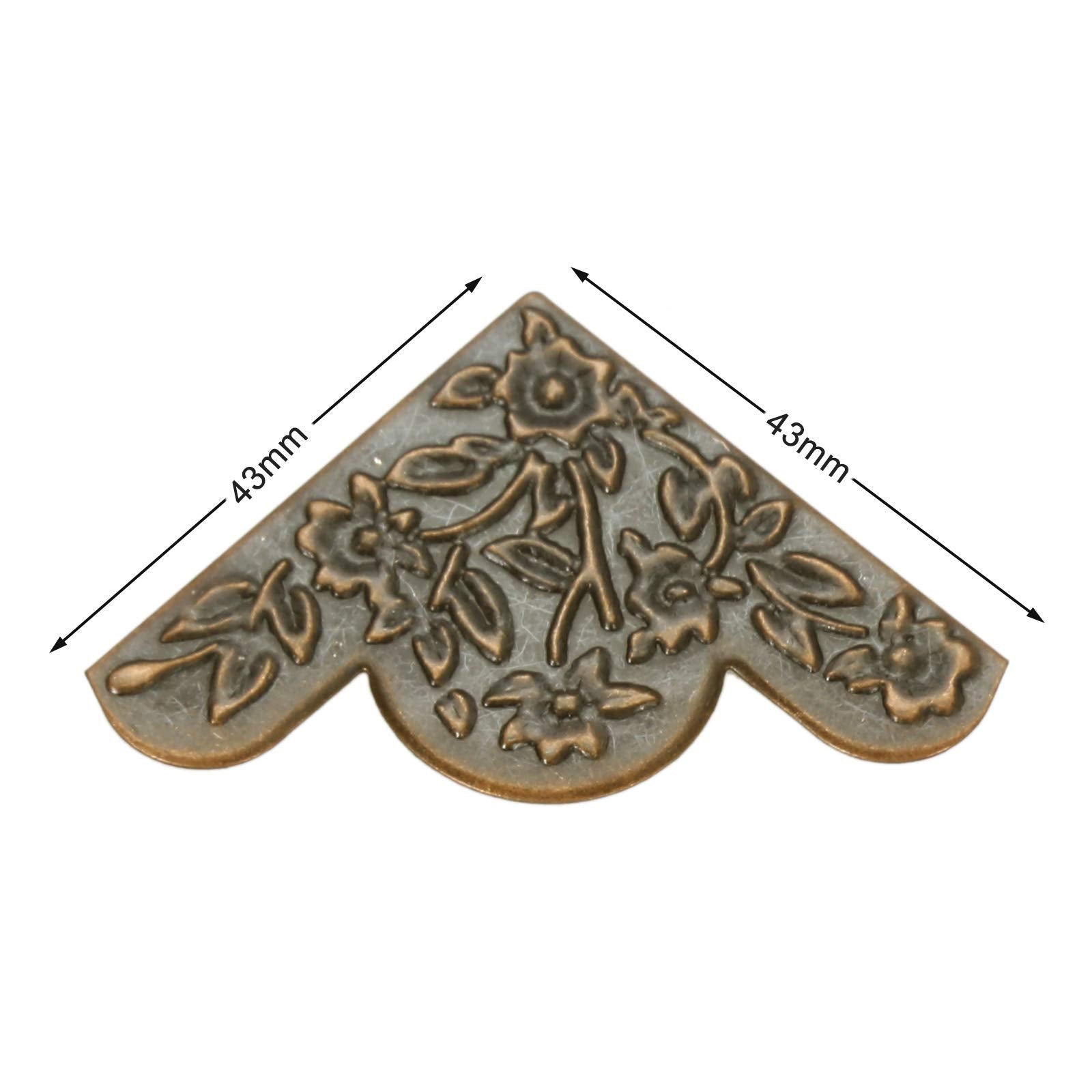 Dophee corner guard with flower detail protects wooden chests while adding antique charm in red copper.