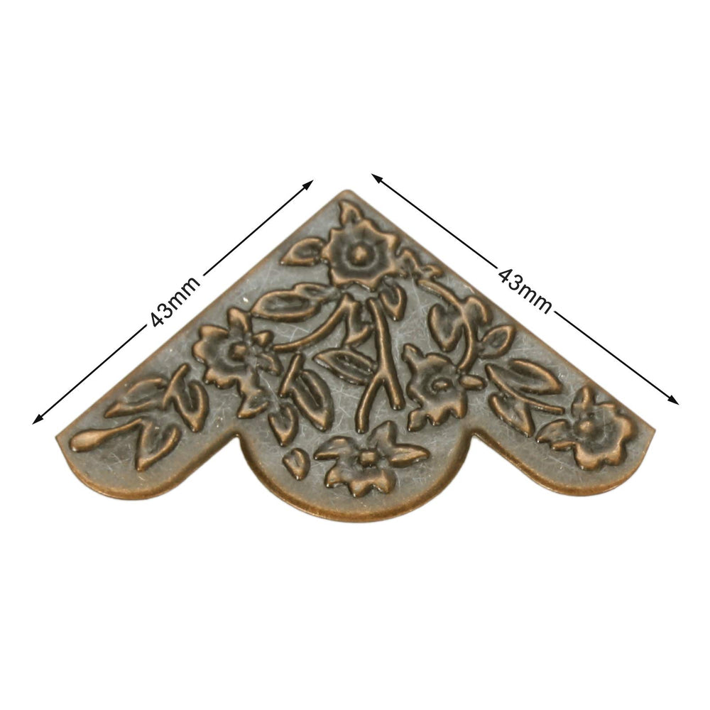 Dophee corner guard with flower detail protects wooden chests while adding antique charm in red copper.