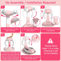 Dorabaliy baby bath stand pink anti-slip base for stable baths on wet floors