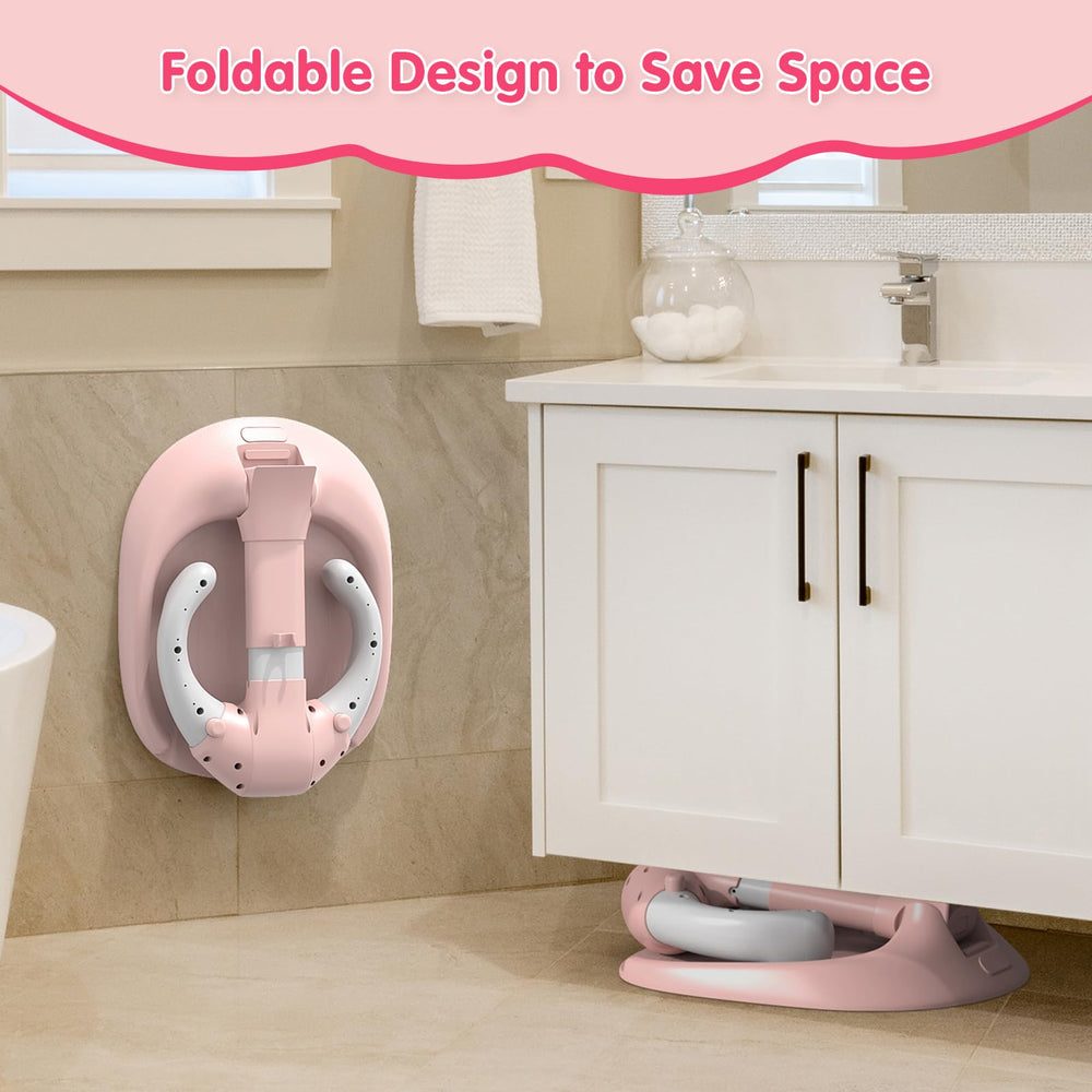 Dorabaliy foldable baby bath stand pink adjustable width and height for growing toddlers