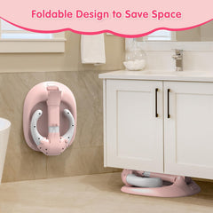 Dorabaliy foldable baby bath stand pink adjustable width and height for growing toddlers
