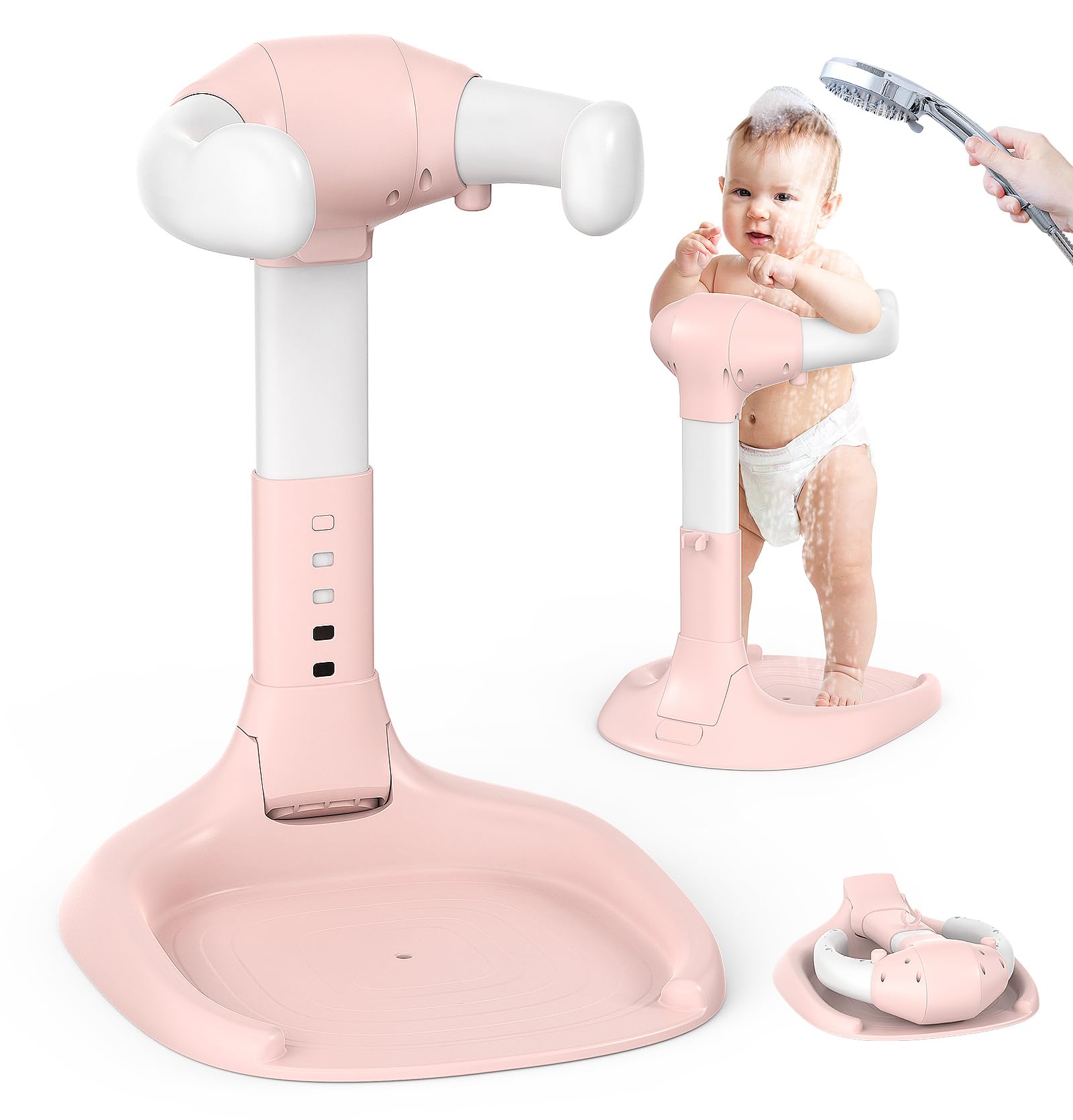 Dorabaliy foldable baby bath stand pink backrest supports safe standing baths