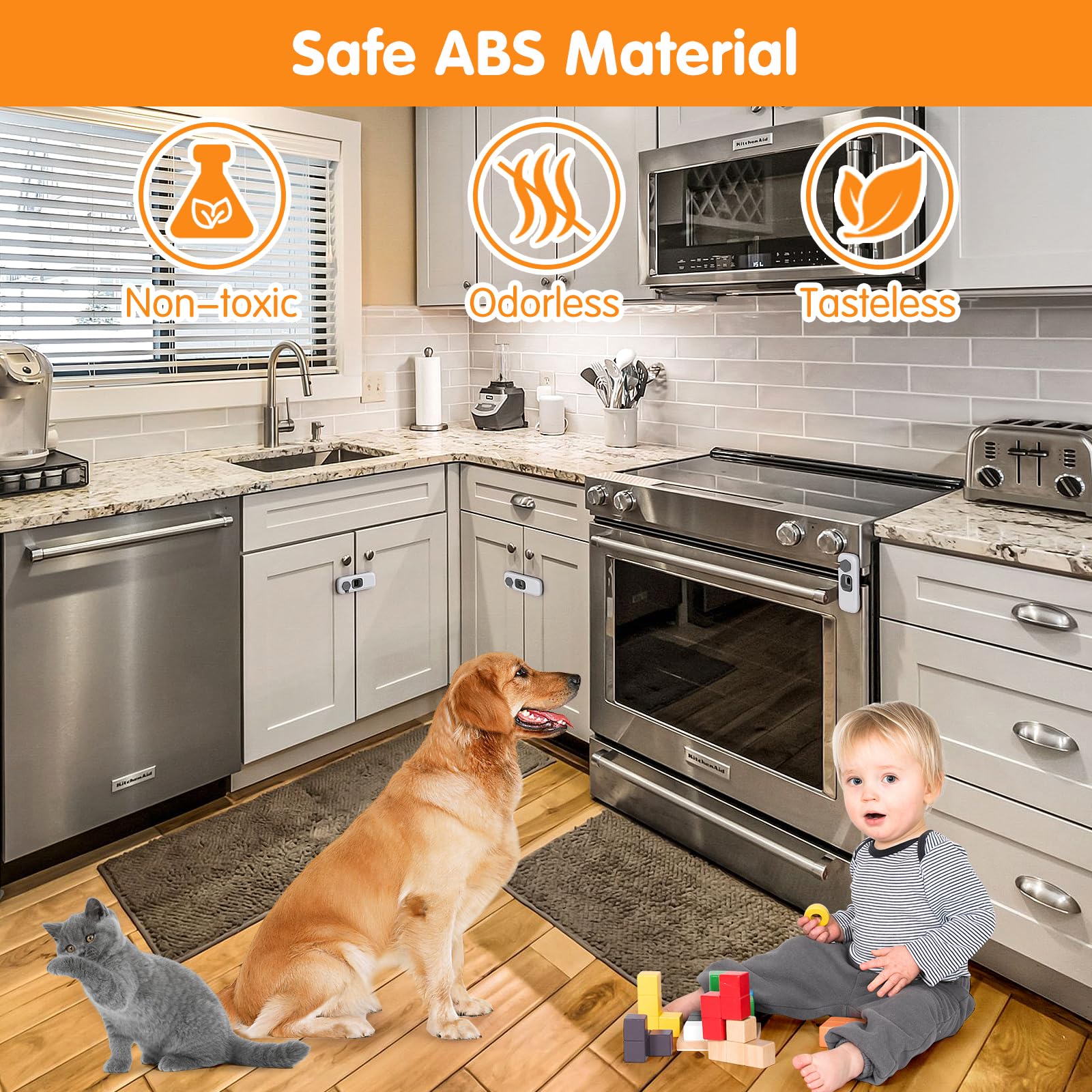 Dorabaliy oven lock helps protect babies and pets by preventing door access.