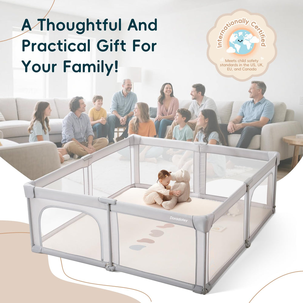 Dora dotey playpen breathable mesh walls enable clear visibility and airflow.