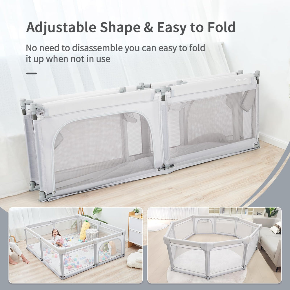 Dora dotey playpen-adjustable-shape demonstrates flexible layout for tight spaces